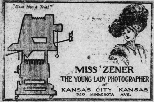ad for Miss Zener young lady photographer